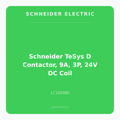 Schneider TeSys D Contactor, 9A, 3P, 24V DC Coil